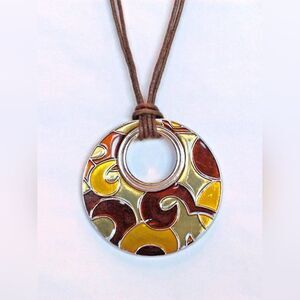 LIA SOPHIA "NECKLACE - MODERN DESIGN & LEATHER CHOKER 16"-19" NWOT